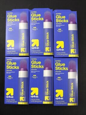 12 Jumbo Glue Sticks 6 boxes w/2 each Disappearing Purple School Student Teacher